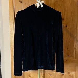 DKNY Black Velvet Mock-Neck Top Size S